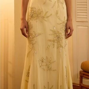Chic Yellow Floral Evening Gown